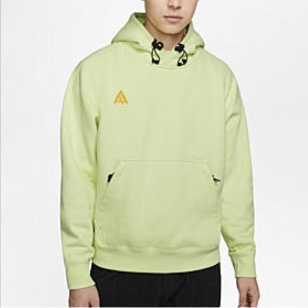 Nike ACG Fleece Pullover Hoodie Light Green Neon Yellow Men Size XL